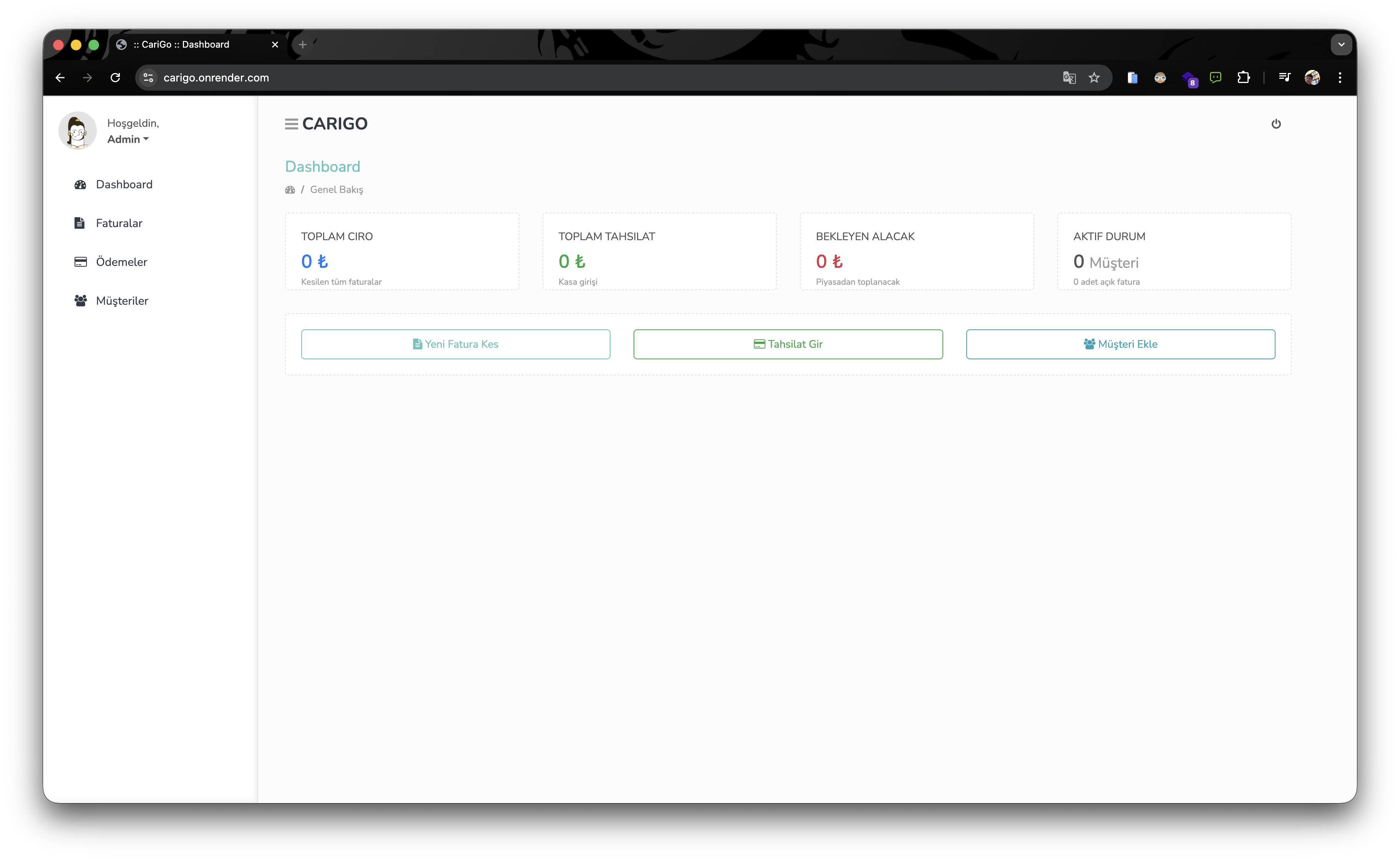 CariGo - Fatura ve Müşteri Yönetim Sistemi
