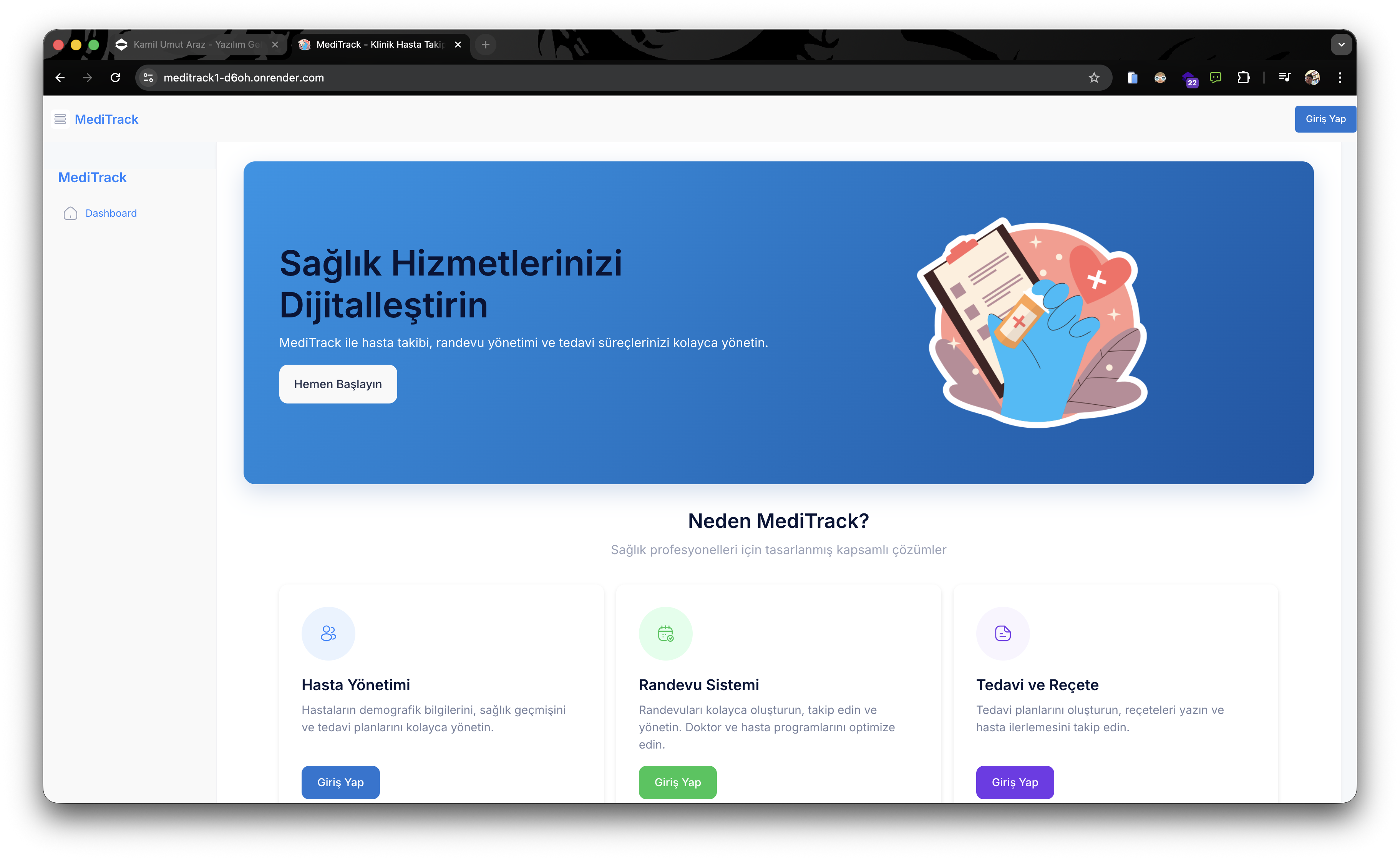 MediTrack - Sağlık Yönetim Sistemi
